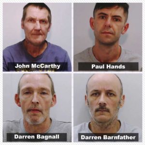 Photo of Abuser Paul Hands, Darren Barnfather, John McCarthy and Darren Bagnall in the Red Rose Database