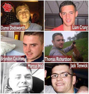 Brandon Coulton, Liam Crang, Marcus Hall, Thomas Richardson, Jack Tenwick and Damen Dodsworth